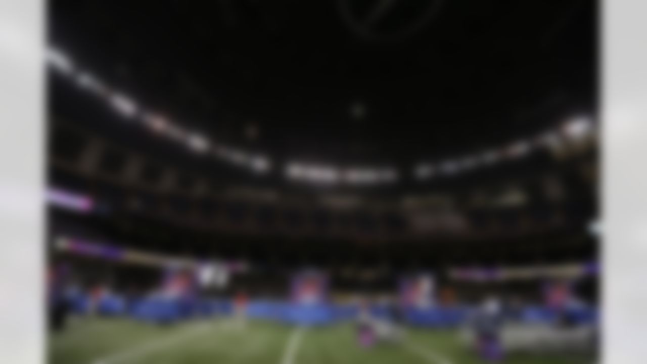 The Superdome is prepared for Super Bowl XLVII Media Day on Tuesday, January 29, 2013 in New Orleans, LA. (Perry Knotts/NFL)