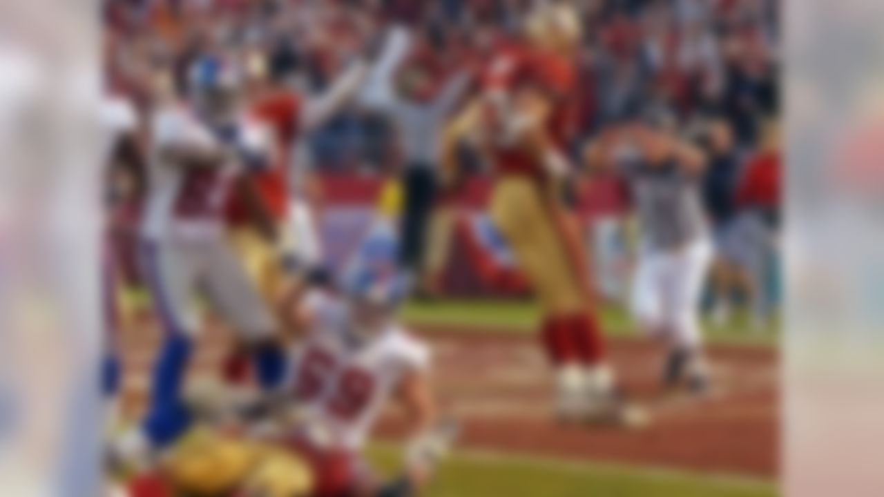 The incredible finish of this wild-card showdown only added a punctuation mark to one of the most exciting playoff games in NFL history. After spotting the Giants a 38-14 lead by the third quarter, the 49ers mounted the second-greatest playoff comeback in NFL history (behind only the Buffalo Bills' win over the Houston Oilers in the 1992 wild-card round) to eventually take the lead. After the Giants squandered that lead, they had one last shot to redeem themselves. What followed was chaos. It was a wild day for football, since earlier in the afternoon the Steelers topped the rival Browns in another epic clash.