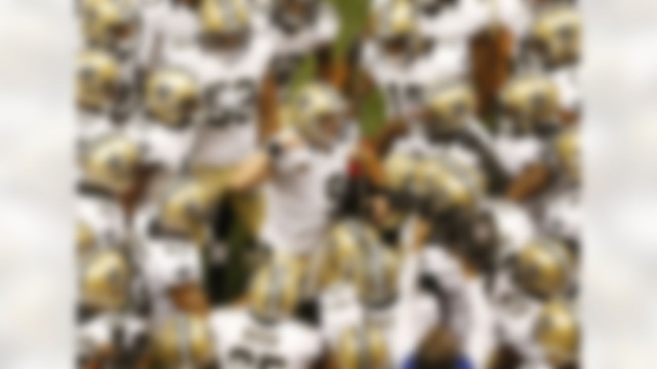 New Orleans Saints quarterback Drew Brees (9) addresses his teammates prior to an NFL football game against the Washington Redskins at the Mercedes-Benz Superdome on Sunday September 9, 2012 in New Orleans, Louisiana. Washington won 40-32. (Aaron M. Sprecher/NFL)