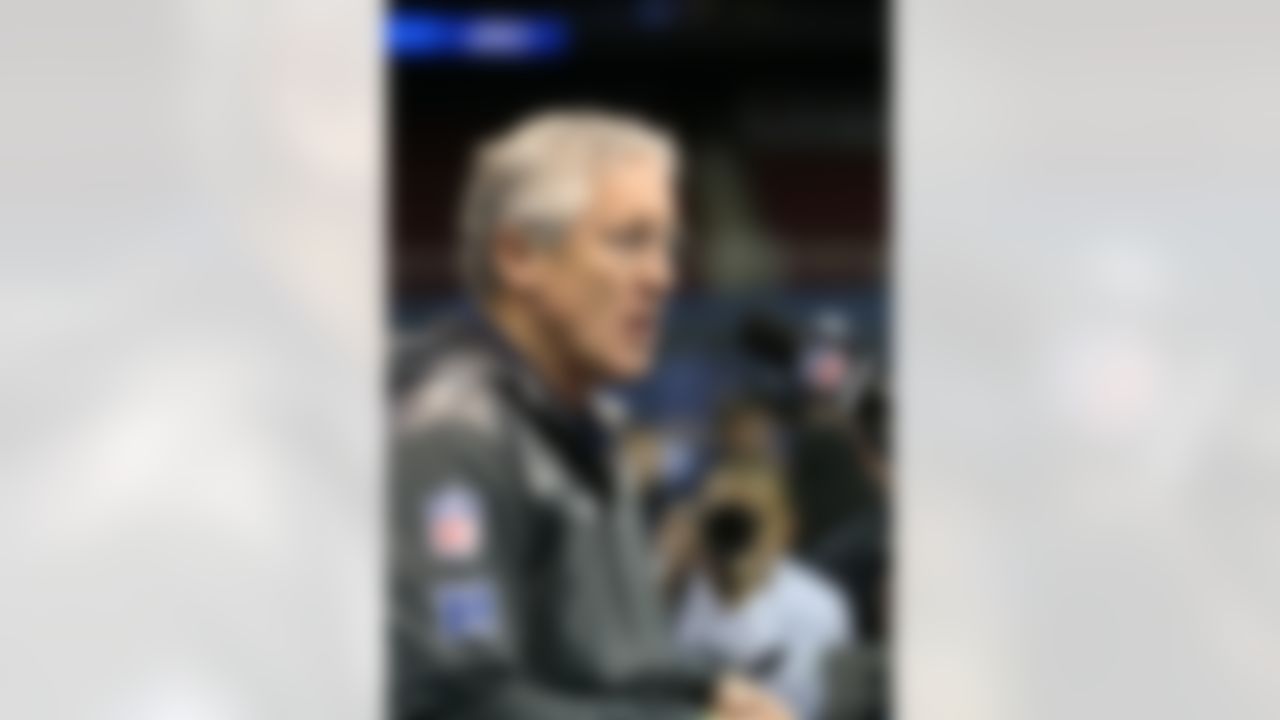 Seattle Seahawks head coach Pete Carroll speaks during the Super Bowl XLVIII Media Day at the Prudential Center on Tuesday, January 28, 2014 in Newark, NJ. (Ben Liebenberg/NFL)