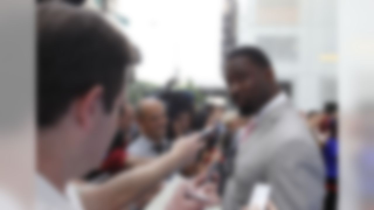 May 16, 2012; Manhattan, NY, USA; New York Giants defensive end Justin Tuck talks to the media at the Super Bowl ring ceremony at Tiffanys in New York. Mandatory Credit: William Perlman/THE STAR-LEDGER via US PRESSWIRE