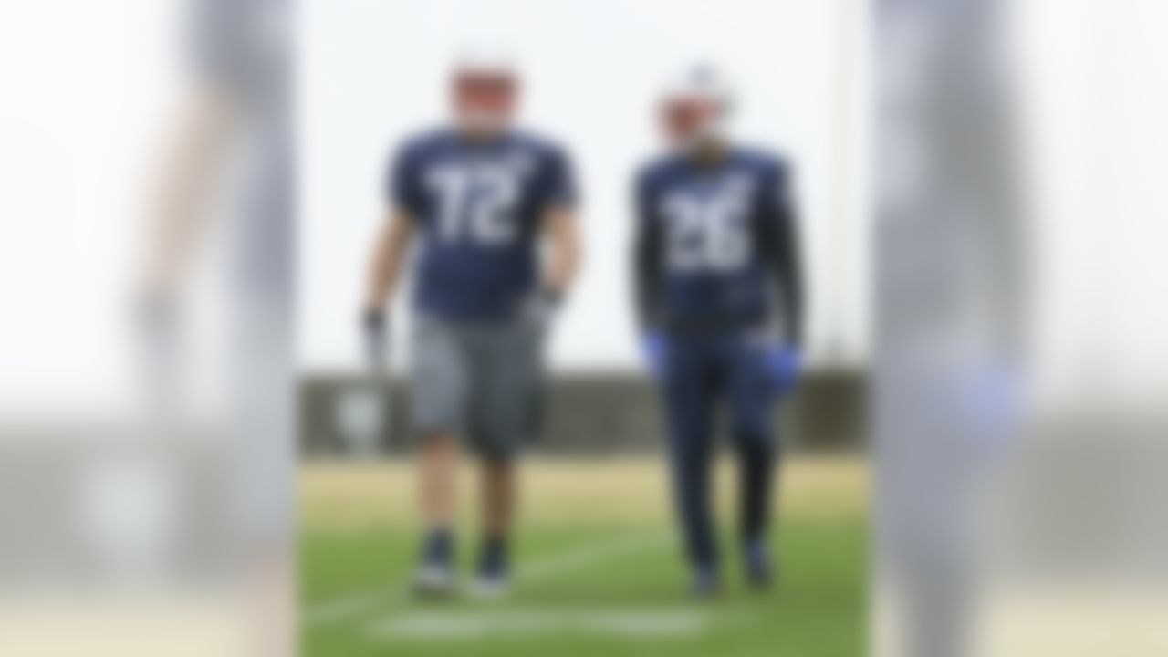New England Patriots defensive tackle Joe Vellano (72) and cornerback Logan Ryan (26) warm up during practice Friday, Jan. 30, 2015, in Tempe, Ariz. The Patriots play the Seattle Seahawks in NFL football Super Bowl XLIX Sunday, Feb. 1. (AP Photo/Mark Humphrey)