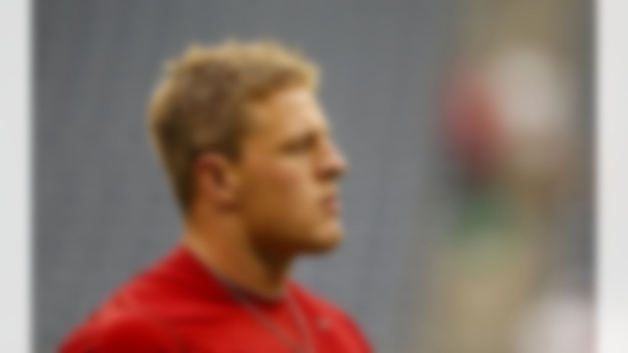 Houston Texans defensive end J.J. Watt (99) looks on prior to an NFL football game against the Tennessee Titans at Reliant Stadium on September 15, 2013 in Houston, Texas. Houston won 30-24. (Aaron M. Sprecher/NFL)