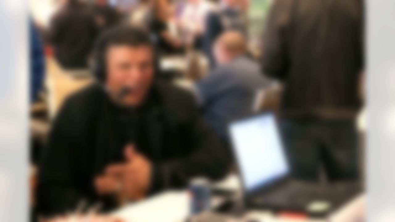 Former Cincinnati Bengals Hall of Fame tackle Anthony Munoz is interviewed on Radio Row at the Super Bowl XLVIII media center in the Sheraton Hotel on Wednesday, January 29, 2014 in New York, NY. (Ben Liebenberg/NFL)
