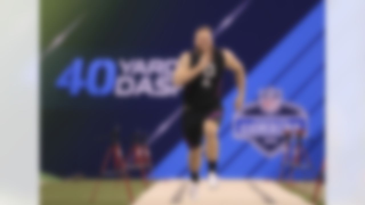 Appalachian State offensive lineman Colby Gossett runs a 5.20 in the 40-yard dash during the 2018 NFL Scouting Combine on Friday, March 2, 2018 in Indianapolis.