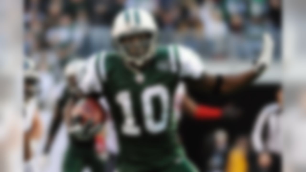 The Super Bowl XLIII hero is an explosive player with route-running skills and good hands. Holmes had 52 receptions in 12 games last year for the Jets, and 79 catches for 1,248 yards in Pittsburgh in 2009.