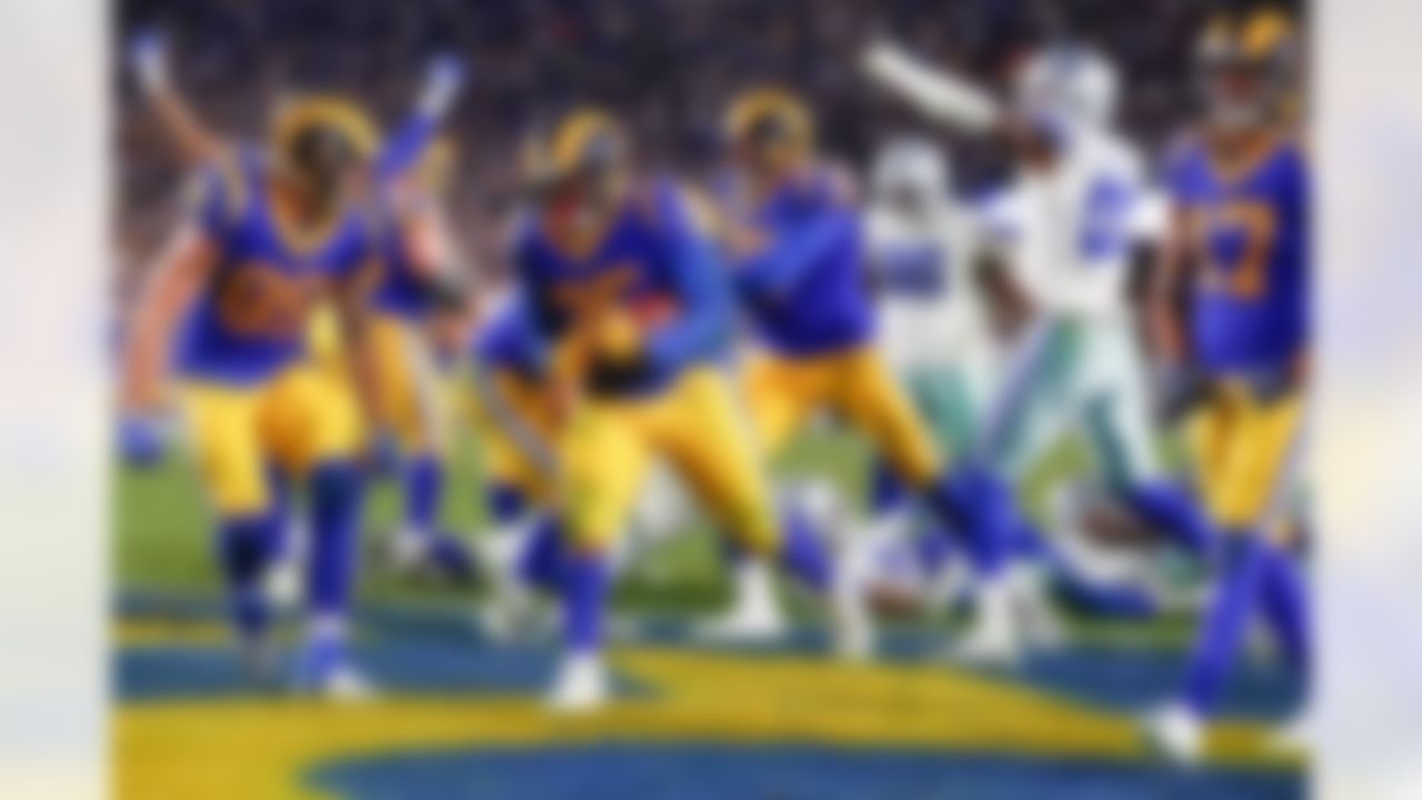 The Rams out-rushed the Cowboys 273 yards to 50 yards in the Divisional Round, helping Los Angeles advance to the NFC Championship Game in New Orleans. The Rams' rushing offense continued to excel, as C.J. Anderson and Todd Gurley became the fourth teammate duo to record 100-plus rush yards each in a playoff game in the last 30 postseasons. The Rams have averaged 232.3 rush yards per game since signing Anderson in Week 16.