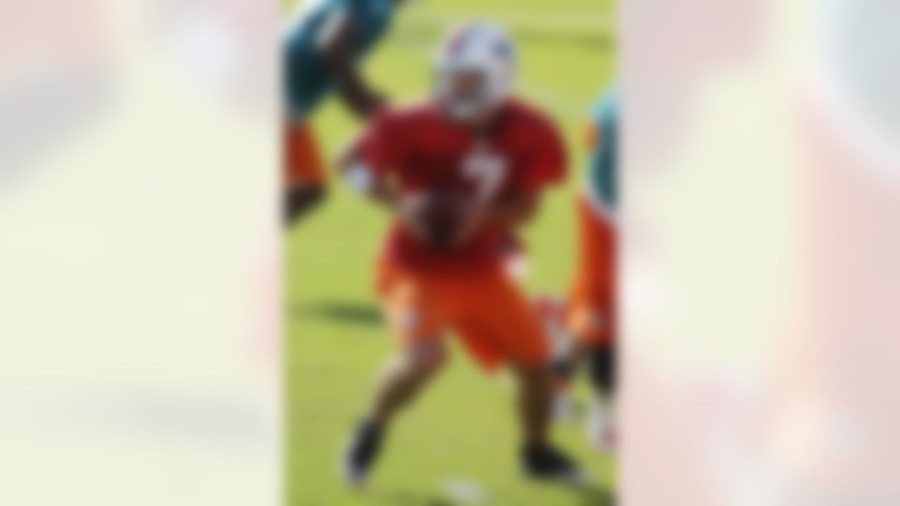 Miami Dolphins quarterback Pat Devlin practices during NFL football training camp in Davie, Fla., Friday, July 27, 2012. (AP Photo/Alan Diaz)