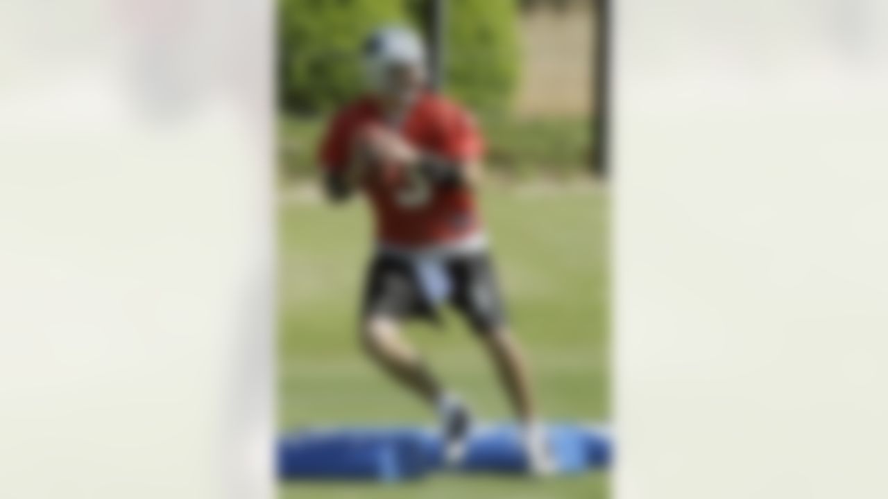 Carolina Panthers' quarterback Matt Moore (3) goes through a drill during a NFL football minicamp on Friday, April 30, 2010 in Charlotte, N.C. (AP Photo/Rick Havner)