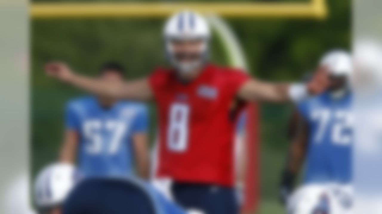 Tennessee Titans quarterback Matt Hasselbeck during NFL football camp at Titans' headquarters Saturday, July 28, 2012 Nashville, Tenn. (AP Photo/Wade Payne)
