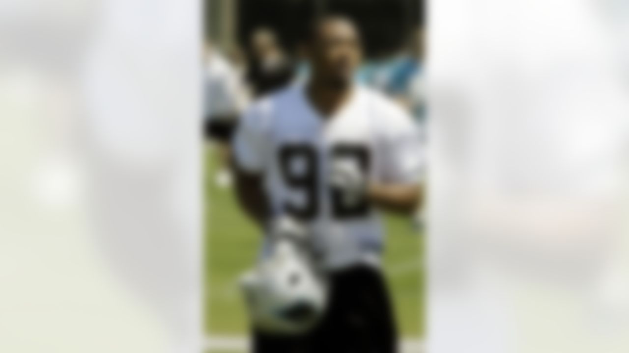 Carolina Panthers' draft pick Eric Norwood, the the University of South Carolina, jogs off the field after an NFL football minicamp on Friday, April 30, 2010 in Charlotte, N.C. (AP Photo/Rick Havner)