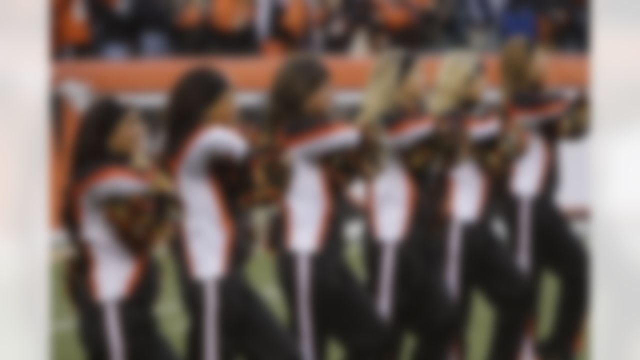 Cincinnati Bengals cheerleaders in the first half of an NFL wild-card playoff football game against the New York Jets, Saturday, Jan. 9, 2010, in Cincinnati. (AP Photo/Al Behrman)