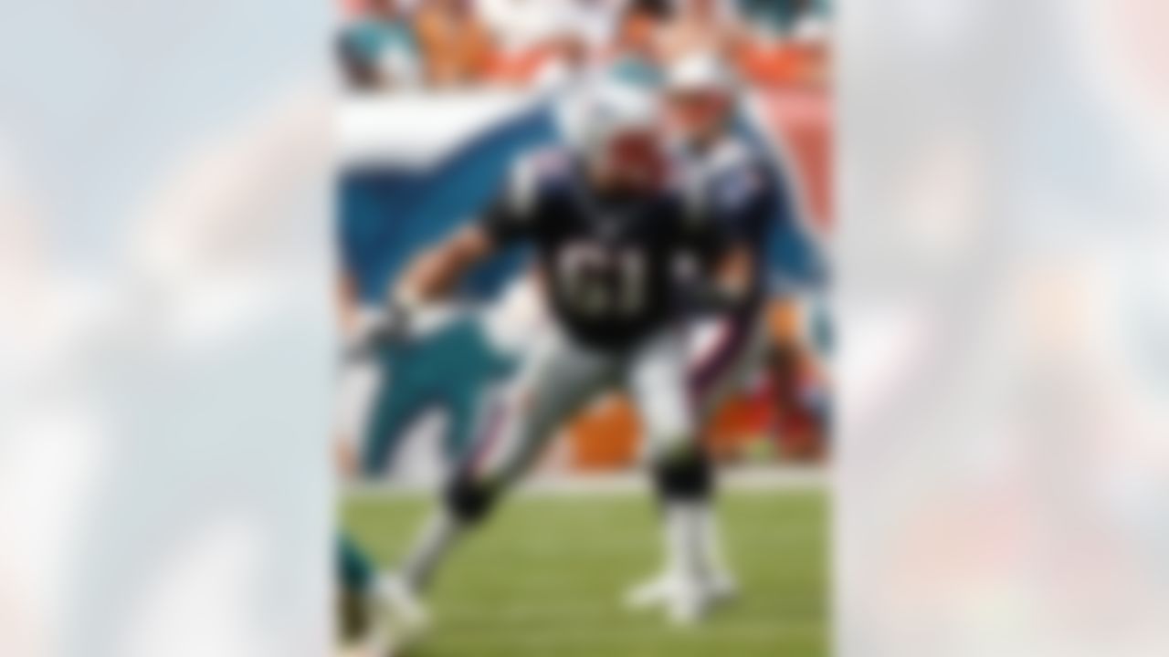 MIAMI - OCTOBER 21: Stephen Neal #61 of the New England Patriots looks for a block during 1st-half action against the Miami Dolphins at Dolphin Stadium on October 21, 2007 in Miami, Florida. New England defeated Miami 49-28. (Photo by G. Newman Lowrance/Getty Images)