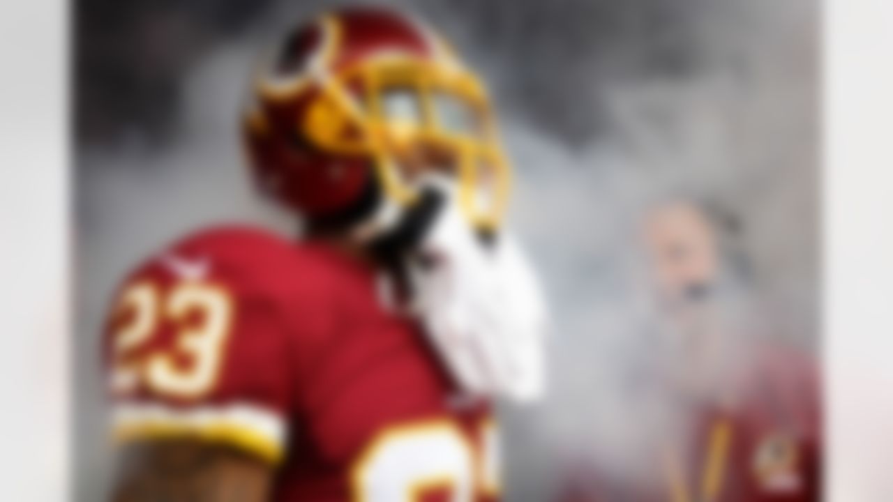 Washington Redskins cornerback DeAngelo Hall (23) waits in the tunnel for his introduction before an NFL football game against the St. Louis Rams in Landover, Md., Sunday, Sept. 20, 2015.