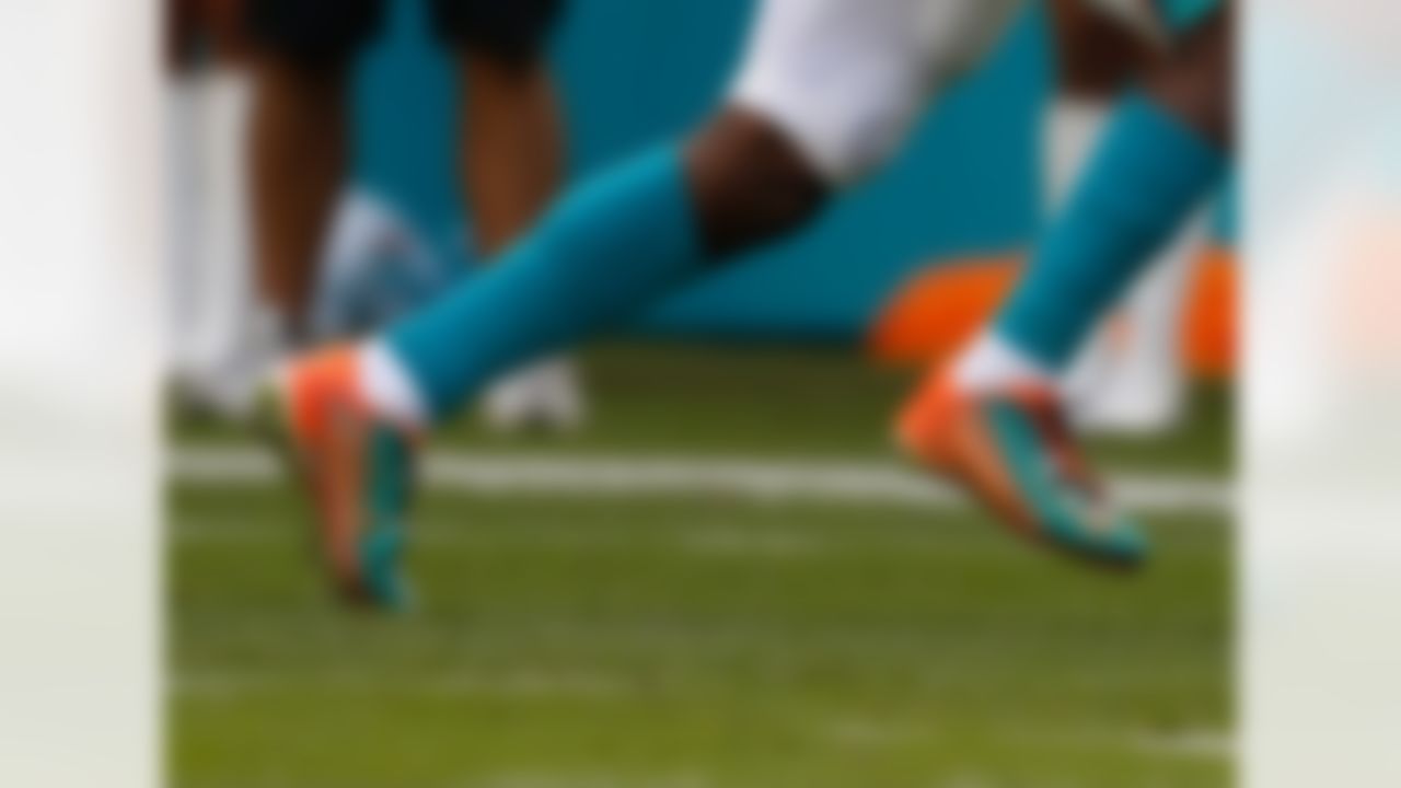 Landry wore these Dolphins custom cleats for his game against the New York Jets. Landry is a phenomenal talent and has many of the same custom cleat connections as Beckham, so it will be interesting to watch his sneaker game evolve as the season moves along.