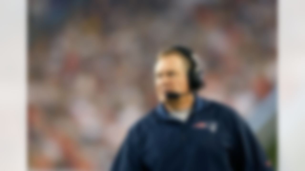 New England Patriots head coach Bill Belichick looks on during an NFL football game against the New York Jets at Gillette Stadium on Thursday September 12, 2013 in Foxborough, Massachusetts. New England won 13-10. (AP Photo/Aaron M. Sprecher)