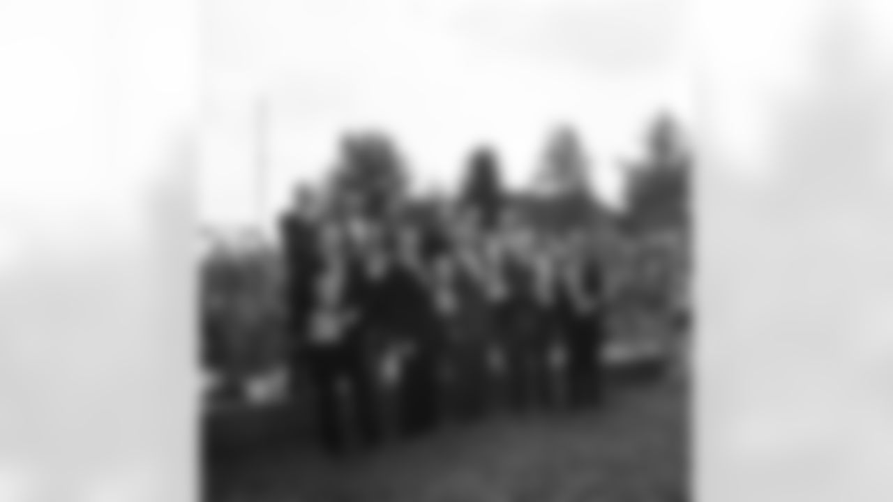 Eleven of the 17 charter members who were enshrined into the national pro football Hall of Fame at Canton, Ohio, on Sept. 7, 1963. From row from left: Earl "Dutch" Clark, Earl "Curley" Lambeau, Mel Hein, John "Blood" McNally and Don Hutson. Back row from left: Sammy Baugh, Cal Hubbard, Bronko Nagurski, George Halas, Red Grange and Ernie Nevers. They hold busts of themselves to be displayed in the Hall. (Associated Press)