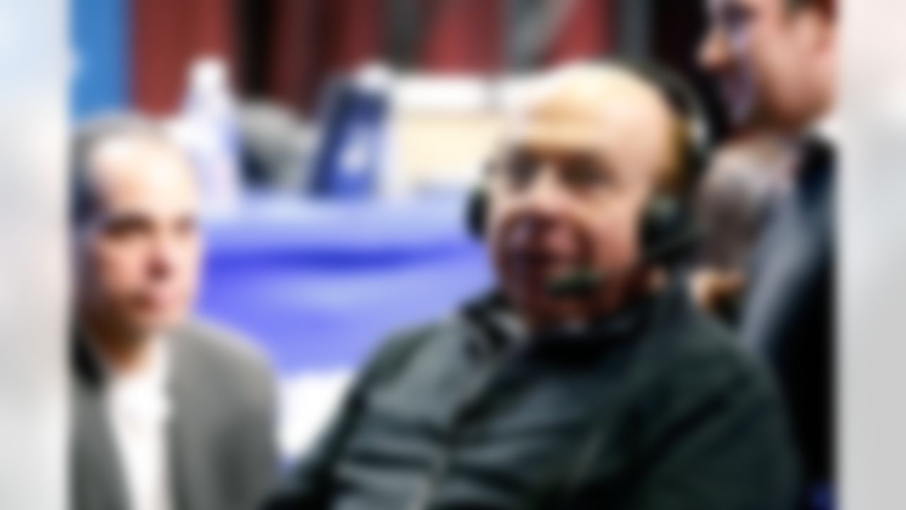 Former Miami Dolphins kicker Garo Yepremian is interviewed on Radio Row at the Super Bowl XLVIII media center in the Sheraton Hotel on Wednesday, January 29, 2014 in New York, NY. (Perry Knotts/NFL)
