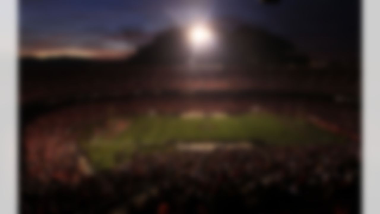 Candlestick Park is dimly lit during a power outage before an NFL football game between the San Francisco 49ers and the Pittsburgh Steelers in San Francisco, Monday, Dec. 19, 2011. (AP Photo/Jeff Chiu)
