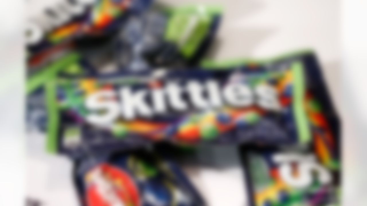 Skittles candy is seen on Radio Row at the Super Bowl XLVIII media center in the Sheraton Hotel on Wednesday, January 29, 2014 in New York, NY. (Perry Knotts/NFL)