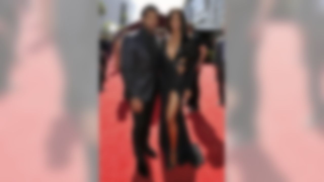 Seattle Seahawks quarterback Russell Wilson (left) and Ciara arrive on the red carpet at the ESPY Awards on Wednesday, July 10, 2019, at the Microsoft Theater in Los Angeles.