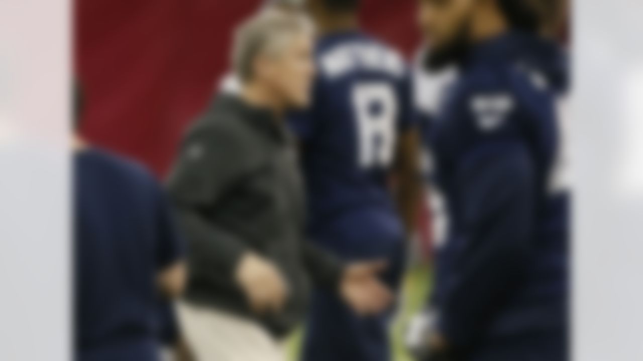 Seattle Seahawks' head coach Pete Carroll watches his team during a team practice for NFL Super Bowl XLIX football game, Friday, Jan. 30, 2015, in Tempe, Ariz. The Seahawks play the New England Patriots in Super Bowl XLIX on Sunday, Feb. 1, 2015. (AP Photo/Matt York)