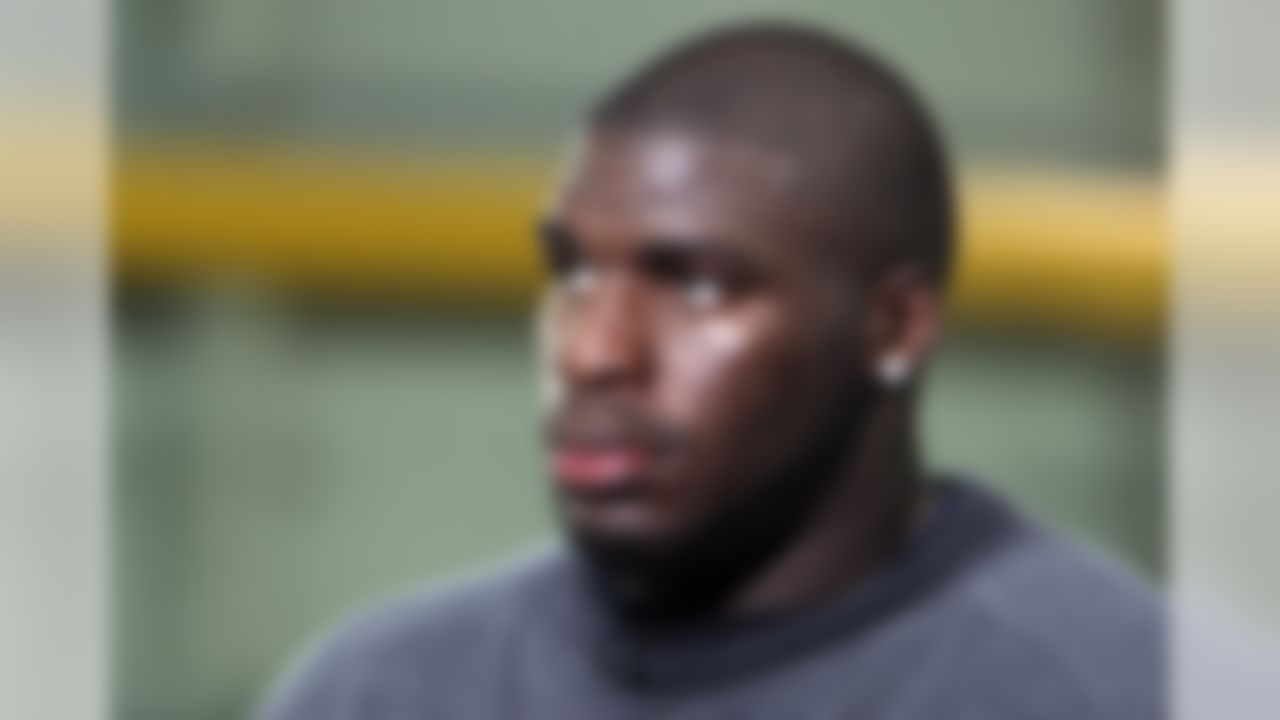 Defensive tackle Glenn Dorsey talks with the media during LSU's Pro Day at the LSU practice facility in Baton Rouge, Louisiana on March 26, 2008. (Photo by Ben Liebenberg/NFL.com)