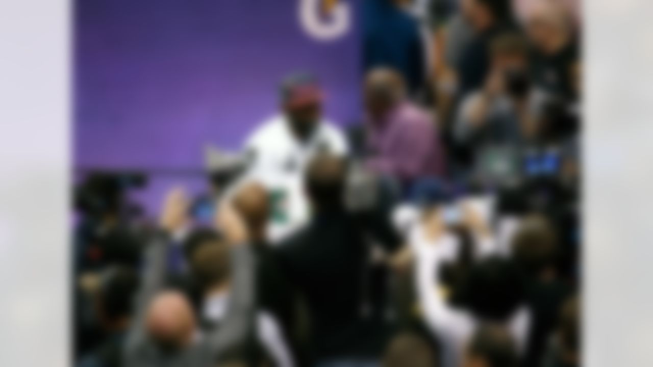 New England Patriots cornerback Darrelle Revis (24) speaks during Media Day for Super Bowl XLIX at the U.S. Airways Center on Tuesday, January 27, 2015 in Phoenix, AZ. (Ben Liebenberg/NFL)