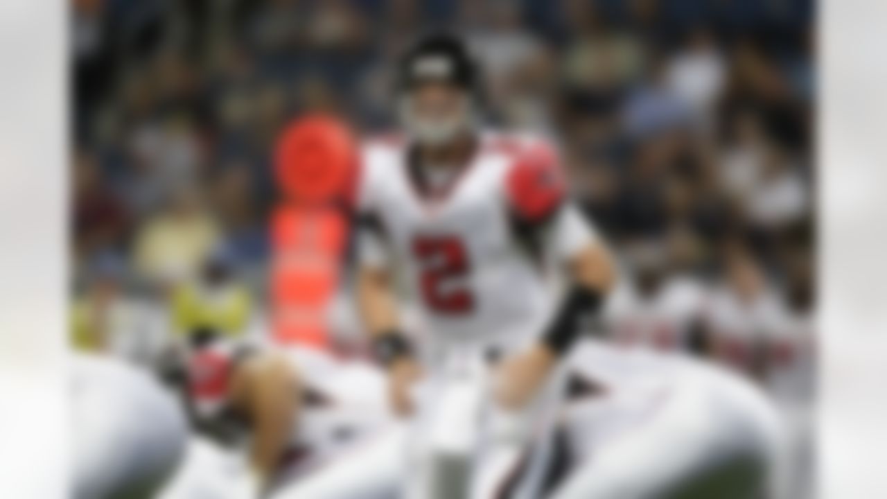 Atlanta Falcons quarterback Matt Ryan yells during the first quarter of a preseason NFL football game against the St. Louis Rams Friday, Aug. 21, 2009, in St. Louis. (AP Photo/Jeff Roberson)