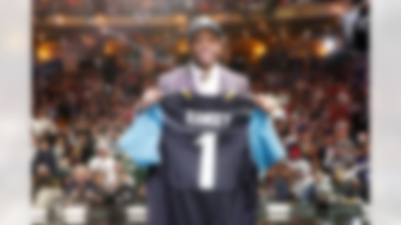 Florida State cornerback Jalen Ramsey poses for a photo on stage after being selected by the Jacksonville Jaguars during the 2016 NFL Draft at the Auditorium Theatre on Thursday, April 28, 2016 in Chicago. (Ben Liebenberg/NFL)