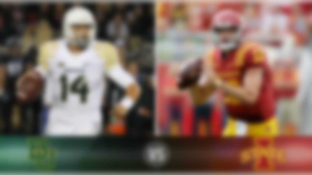 Details: Saturday, 8 p.m. ET, FOX
The skinny: Baylor quarterback Bryce Petty (above) looks fully healthy and ready to begin Big 12 play with a difficult night game at Iowa State. A re-tooled Cyclones team is riding high off a win over in-state rival Iowa, and a new-look offense under coordinator Mark Mangino featuring Sam Richardson (above) is hoping to at least keep pace for a while and avoid last year's scoreline.
Game picks:
Brandt: Baylor, 48-24 
Brooks: Baylor, 45-31
Jeremiah: Baylor, 52-28
Fischer: Baylor, 45-17
Goodbread: Baylor, 52-17
Huguenin: Baylor, 56-28