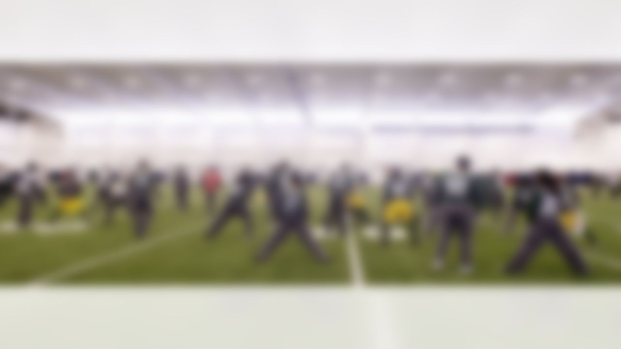 Green Bay Packers players stretch prior to their practice, Thursday, Feb. 3, 2011, in Dallas. Green Bay will face the Pittsburgh Steelers in the NFL football Super Bowl XLV Sunday. (AP Photo/Eric Gay)