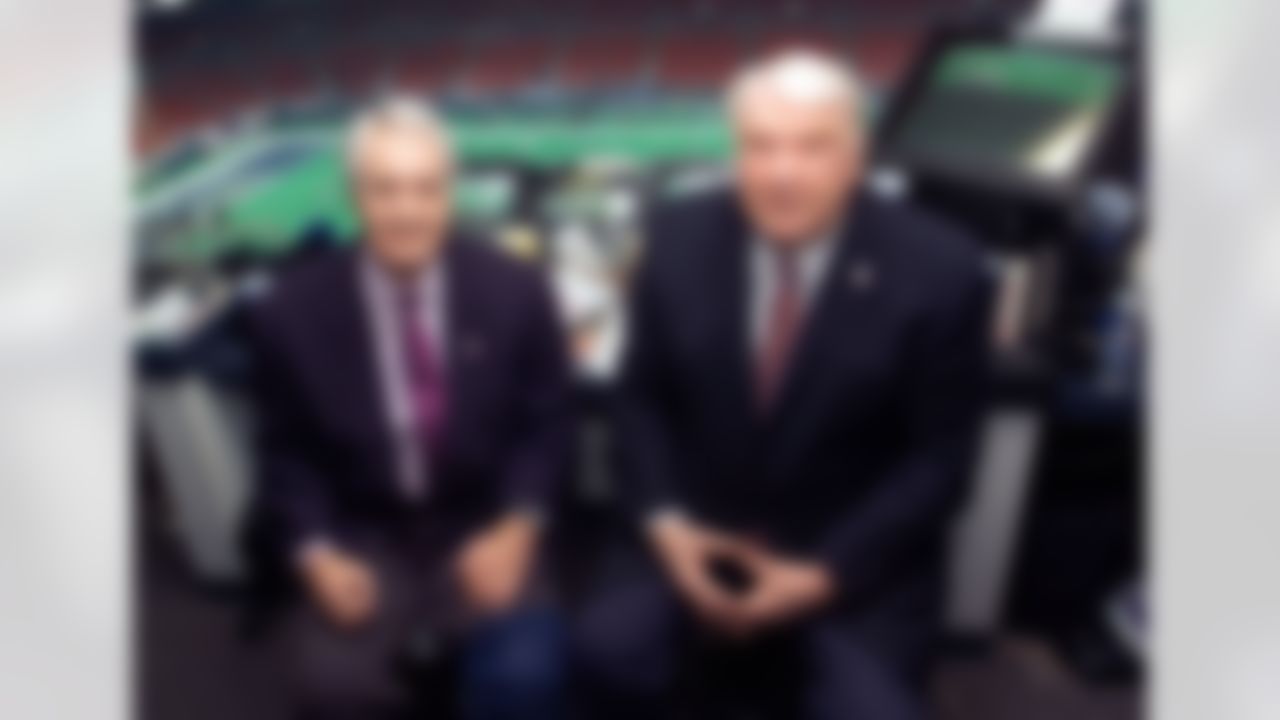 Pat Summerall and John Madden in the FOX broadcast booth before the NFC divisional playoff in this Jan. 20, 2002 photo in St. Louis. One awfully good football team will be broken up after Sunday's Super Bowl, when Pat Summerall and John Madden part company, ending 21 years of broadcasting NFL games together. Summerall's low-key play-by-play provided the perfect complement to Madden's sometimes frenzied analysis. They were a comfortable fit together, the old coach benefitting from the ex-placekicker's even-keeled approach. (AP Photo/Michael Conroy)