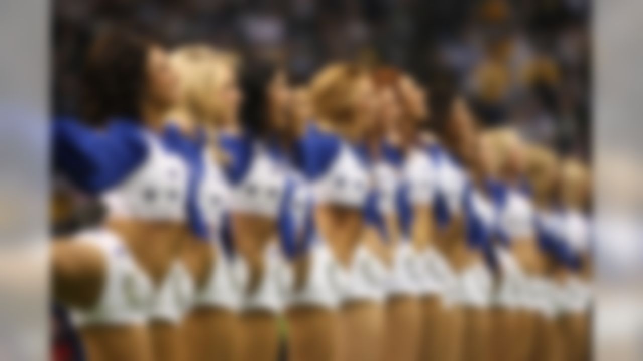 Dallas Cowboys Cheerleaders line up in formation before the Cowboys take on the Packers at Texas stadium in Irving, TX on November 29, 2007. Photo by Jeff Lewis / Sharp Shot.