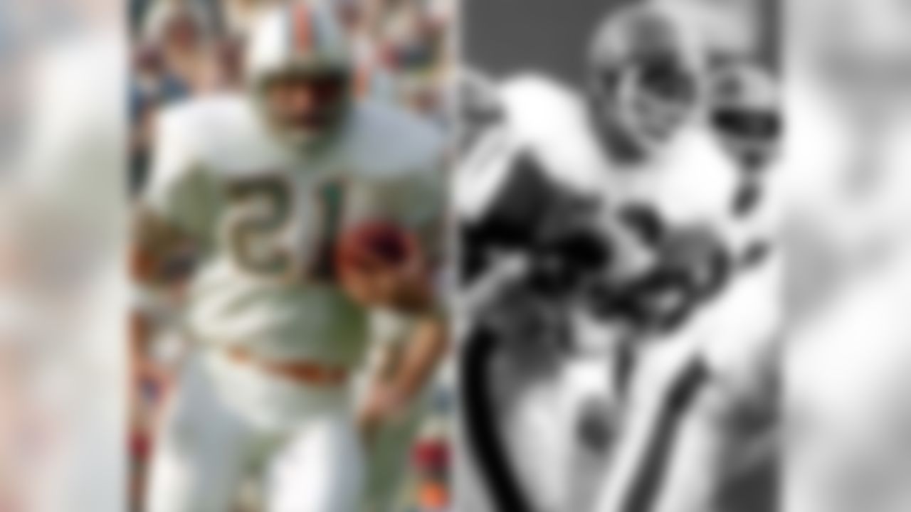 Dolphins RB JIM KIICK after leaving Miami, played in Denver in 1976-77 and was teammate of linebacker RANDY GRADISHAR� 

(Photos by US Presswire and Getty Images)