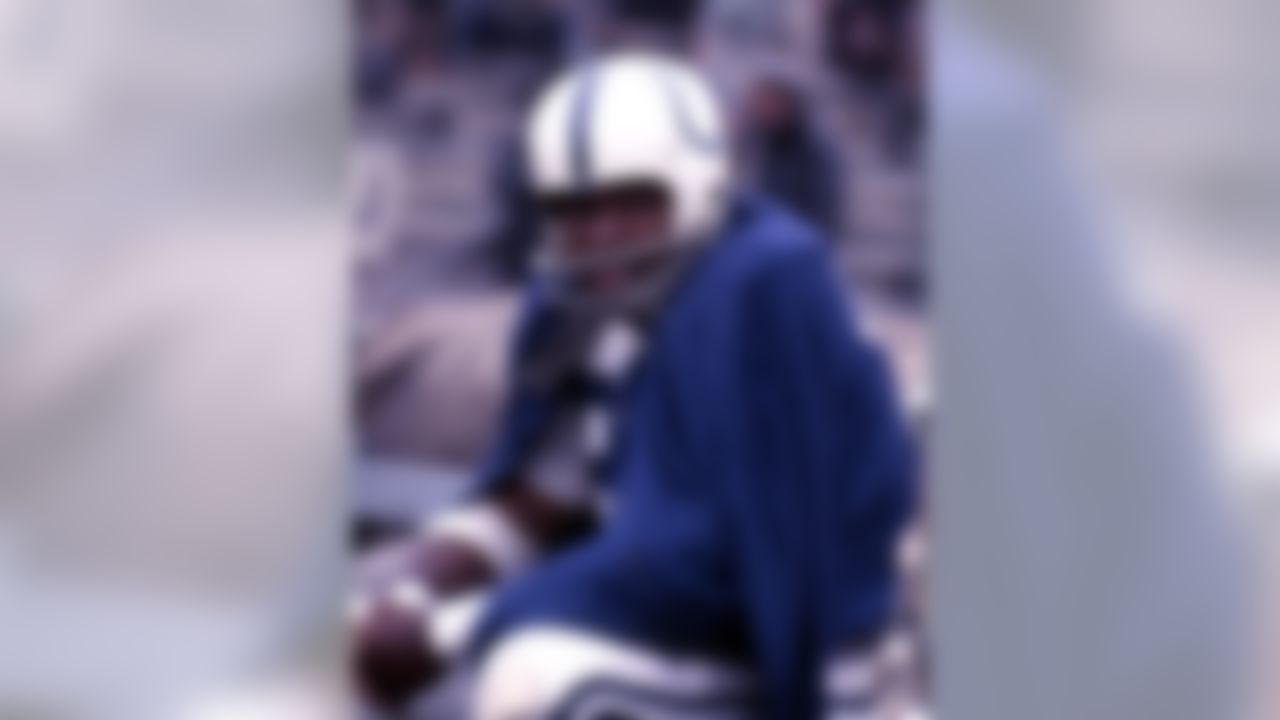Baltimore Colts Hall of Fame tight end John Mackey on the bench in undated image. (National Football League)
