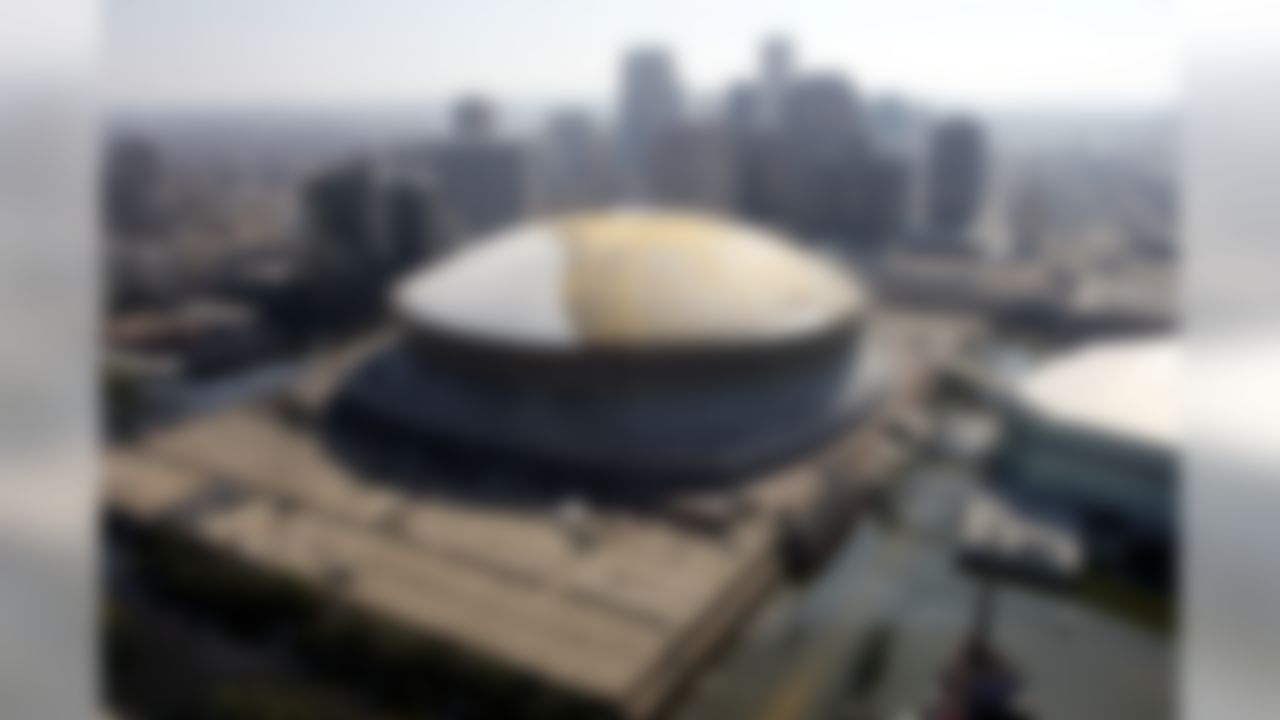 The Superdome is surrounded by floodwaters from Hurricane Katrina on Wednesday, Sept. 7, 2005, in New Orleans. (AP Photo/David J. Phillip, Pool)