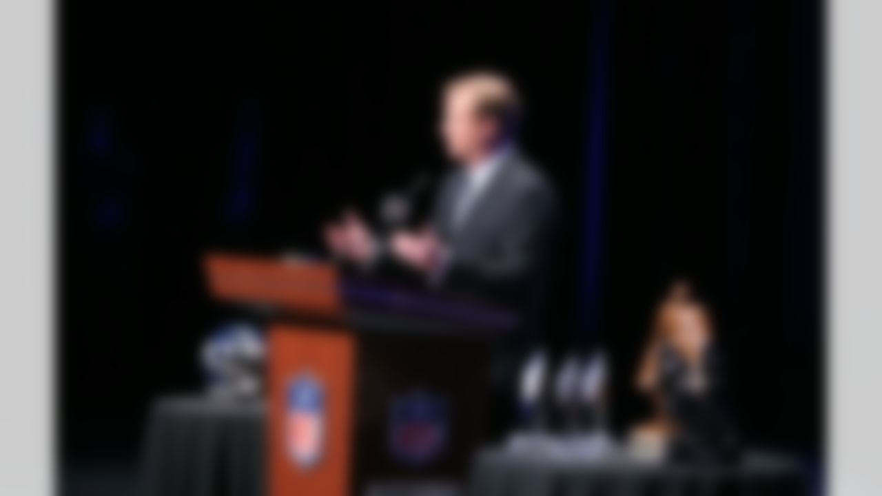 NFL Commissioner Roger Goodell speaks during a press conference at the Rose Theater on Friday, January 31, 2014 in New York, NY. (Ben Liebenberg/NFL)