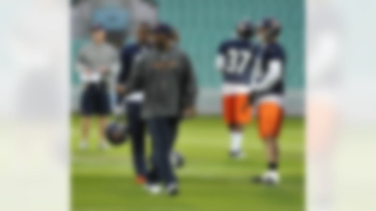 Chicago Bears head coach Lovie Smith watches action during practice at The Oval Cricket Ground in London, England on October 21, 2011. (Sean Ryan/NFL)