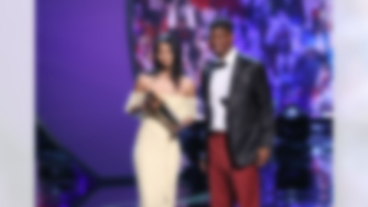Model Chanel Iman and Tampa Bay Buccaneers quarterback Jameis Winston present an award on stage during the 6th annual NFL Honors award show at the Wortham Theater Center on Saturday, Feb. 4, 2017 in Houston. (Perry Knotts/NFL)