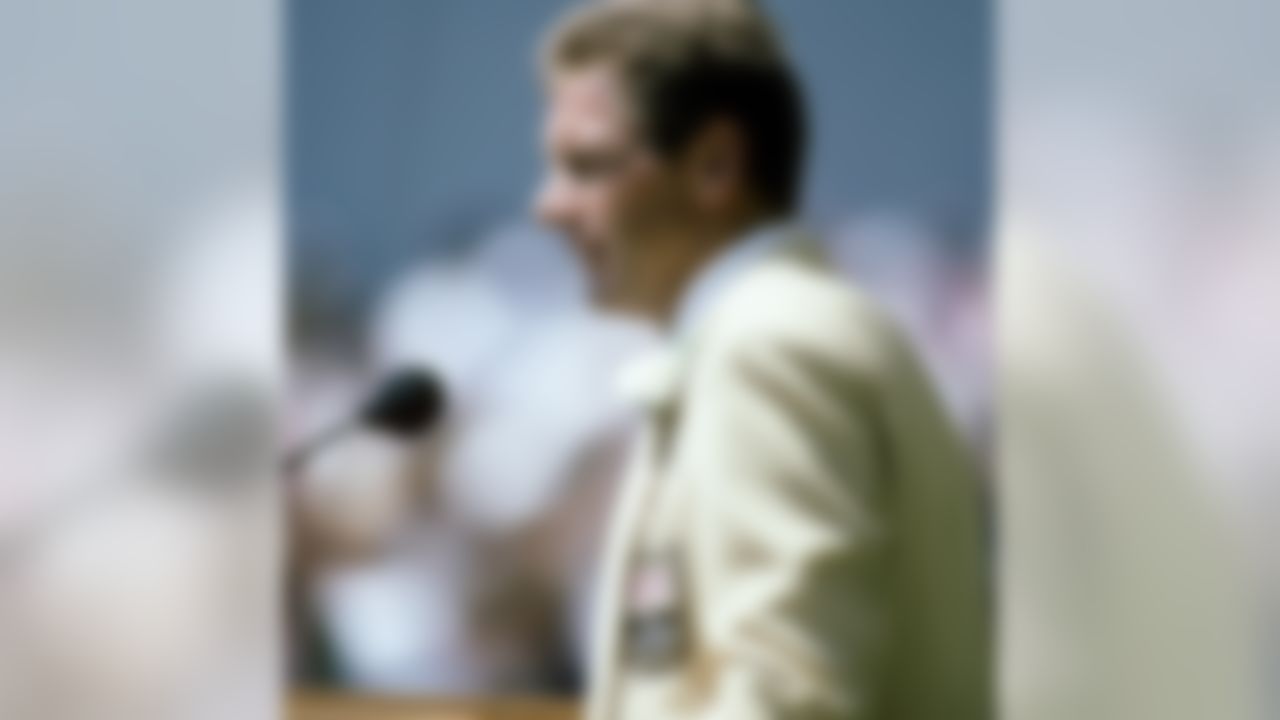 Seattle Seahawks Hall of Fame wide receiver is inducted into the Hall of Fame at a 20-14 Carolina Panthers win over the Jacksonville Jaguars on July 29, 1995 at Fawcett Stadium in Canton, Ohio.. (National Football League)