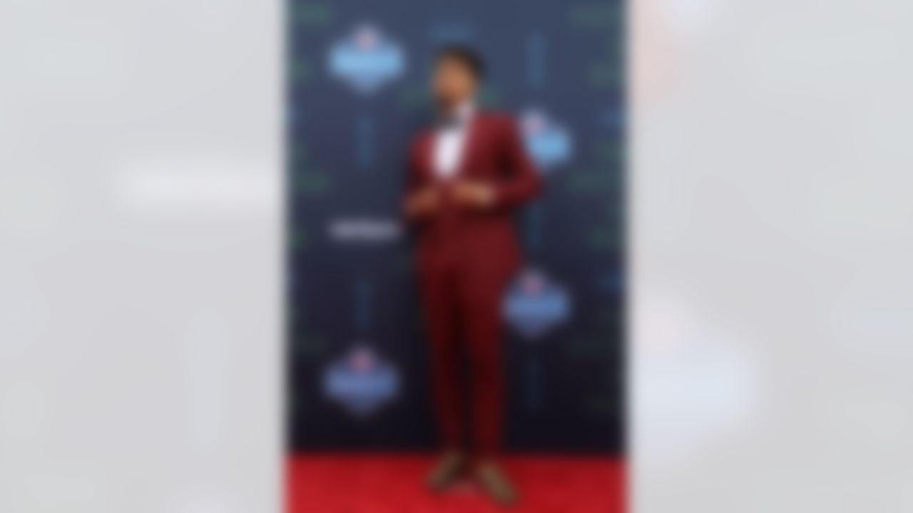 Louisville cornerback Jaire Alexander poses for a photo on the red carpet.