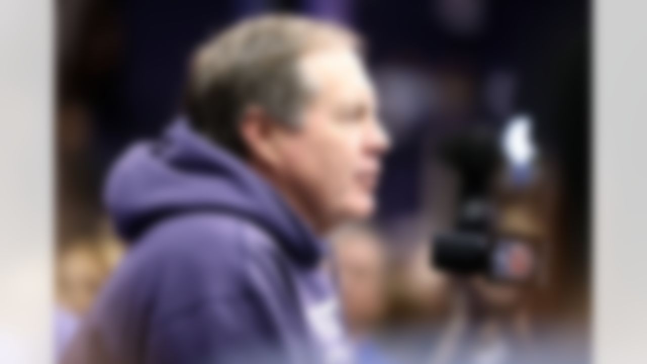 New England Patriots head coach Bill Belichick speaks during Media Day for Super Bowl XLIX at the U.S. Airways Center on Tuesday, January 27, 2015 in Phoenix, AZ. (Ben Liebenberg/NFL)