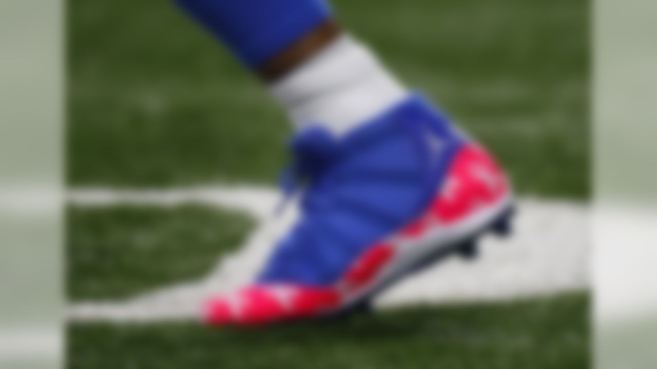 Detroit Lions wide receiver Golden Tate's cleats are shown during an NFL football game against the Green Bay Packers in Detroit, Sunday, Oct. 7, 2018.