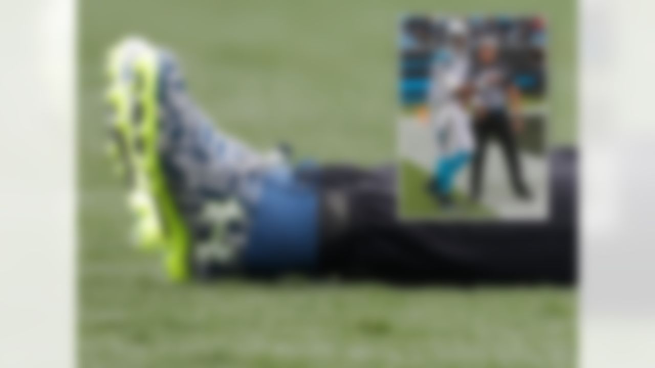 Cam Newton continued his hot sneaker streak wearing these digital-camo Under Armour prototype cleats for warm-ups and a second (league-approved) pair in the game. Both of these cleats feature unique designs as Under Armour continues to show its wide range of creative cleats.