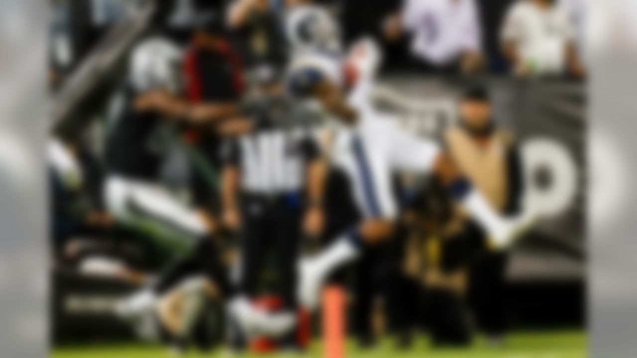 The Los Angeles Rams upset Jon Gruden's return to the sideline of the Oakland Raiders. The Rams offense continued to look sharp under second-year coach Sean McVay. Running back Todd Gurley finished with 108 yards on 20 carries and 39 yards with a reception touchdown. Gurley's 12 games with at least 100 rushing yards since 2015 were third-most in the NFL during that span. Quarterback Jared Goff finished 18/33 with 233 pass yards, 2 TD, 0 INT and a 97.2 passer rating. The game's final score was Marcus Peters' pick-six. Peters has three INT return touchdowns since 2015 (T-second-most in NFL). His teammate Aqib Talib has the most during that span (4).