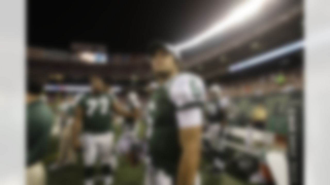 New York Jets' Mark Sanchez is seen during the first half of an NFL preseason football game at Giants Stadium Thursday, Sept. 3, 2009 in East Rutherford, N.J. (AP Photo/Peter Morgan)