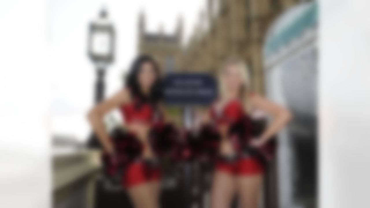 Tampa Bay Buccaneers cheerleaders pose in from of the House of Parliament on October 18, 2011 in London, England. The Tampa Bay Buccaneers play the Chicago Bears in the 2011 International Series on October 23, 2011. (Dave Shopland/NFL)