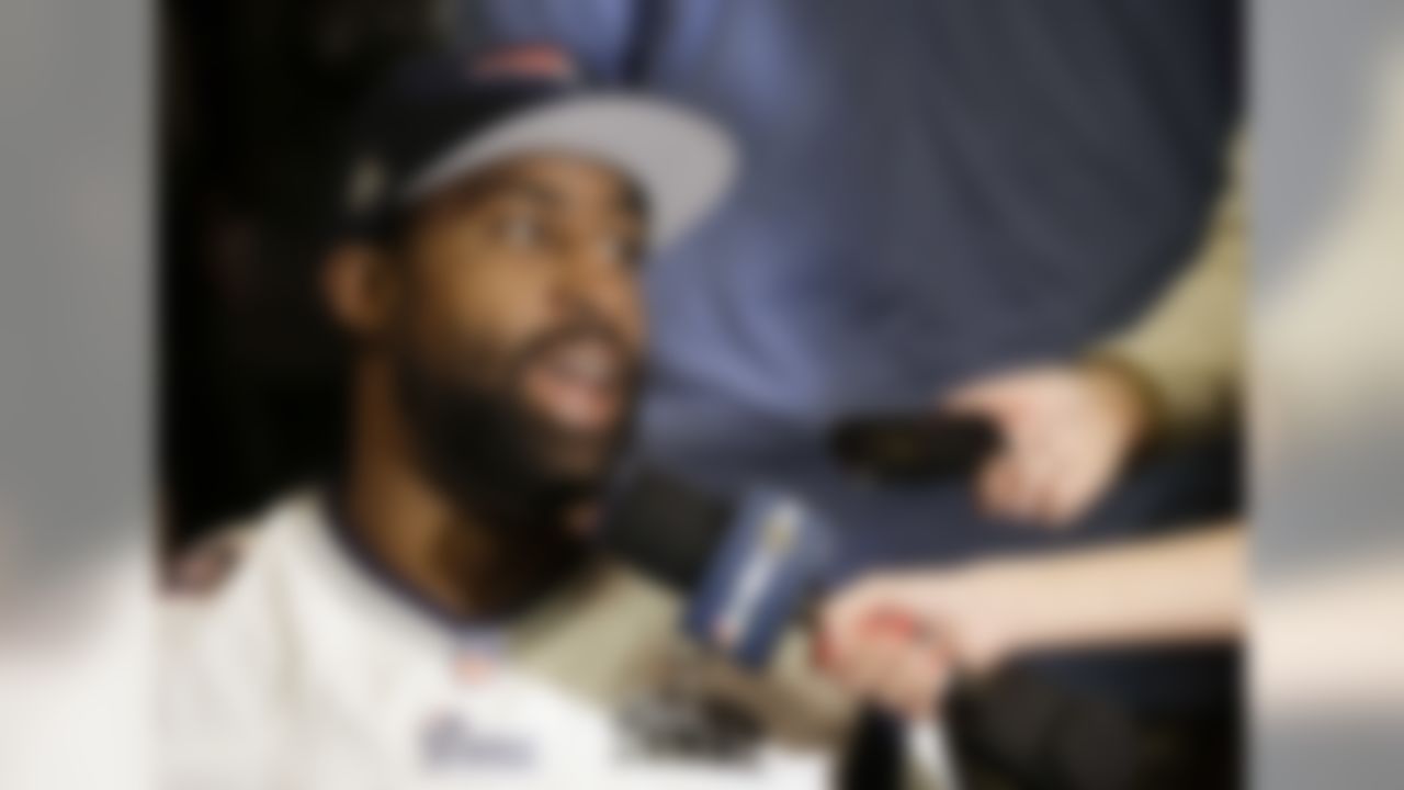 New England Patriots cornerback Brandon Browner answers questions during a news conference Wednesday, Jan. 28, 2015, in Chandler, Ariz. The Patriots play the Seattle Seahawks in NFL football Super Bowl XLIX Sunday, Feb. 1, in Phoenix. (AP Photo/Mark Humphrey)