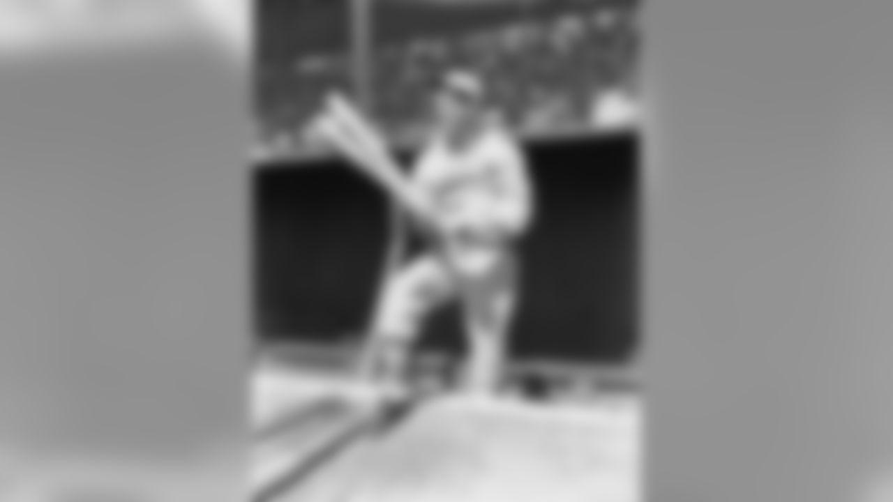 Shown in photo is Sammy Baugh batting for the first time in cardinal uniform on March 7, 1929 in St. Petersburg, Fla. (Associated Press)